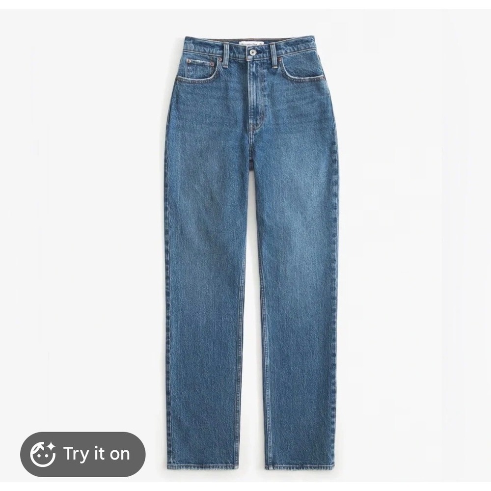 Abercrombie & Fitch The 90s Straight Ultra‎ High Rise Medium Wash Jeans 25 0R